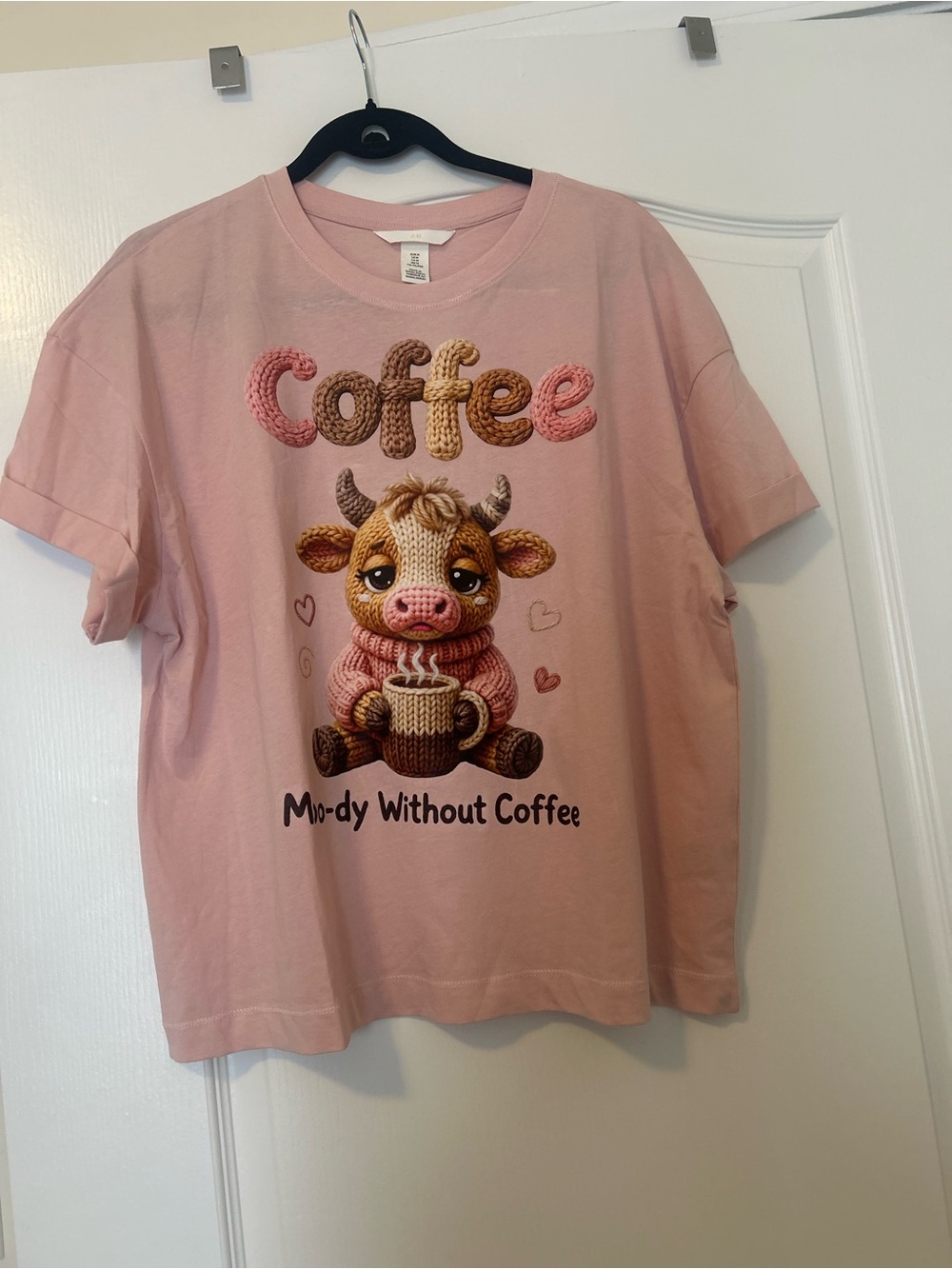 Pink Short Sleeve Coffee Graphic Tee - Brand Unknown